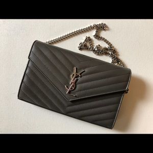 Saint Laurent Medium Matelassé Leather WOC Grey